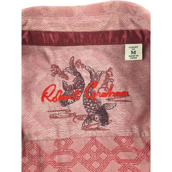 Robert Graham | Red Knowledge Wisdom Faith Short Sleeve Button Up | Size Medium - Picture 4 of 5